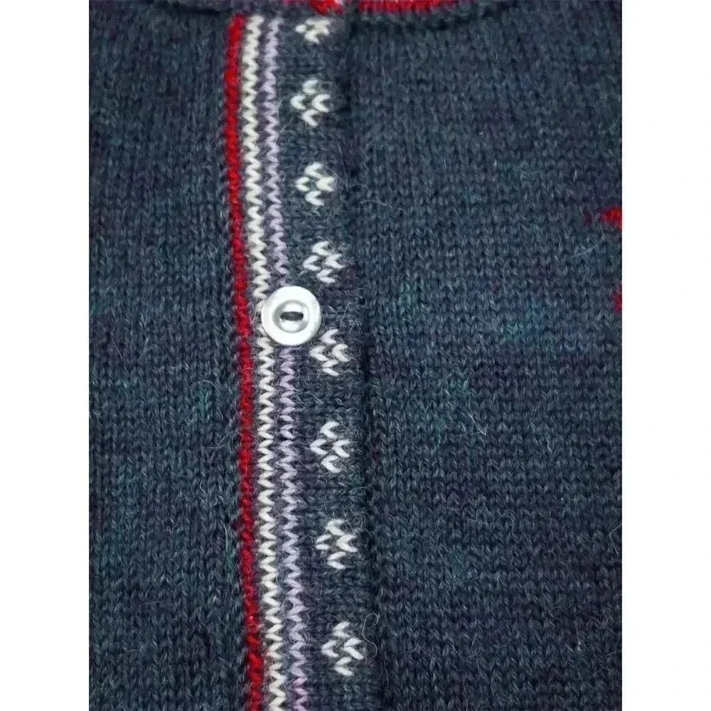 Alpacas Esmeralda Alpaca Wool Cardigan | Blue Geometric Knit Boho Sweater - Picture 11 of 13